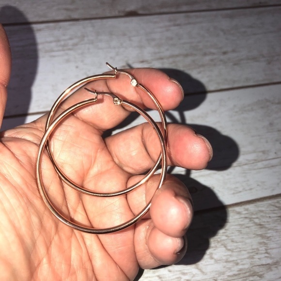 NEW Rose Gold Plated 2” Round Hoop Earrings - Picture 1 of 3